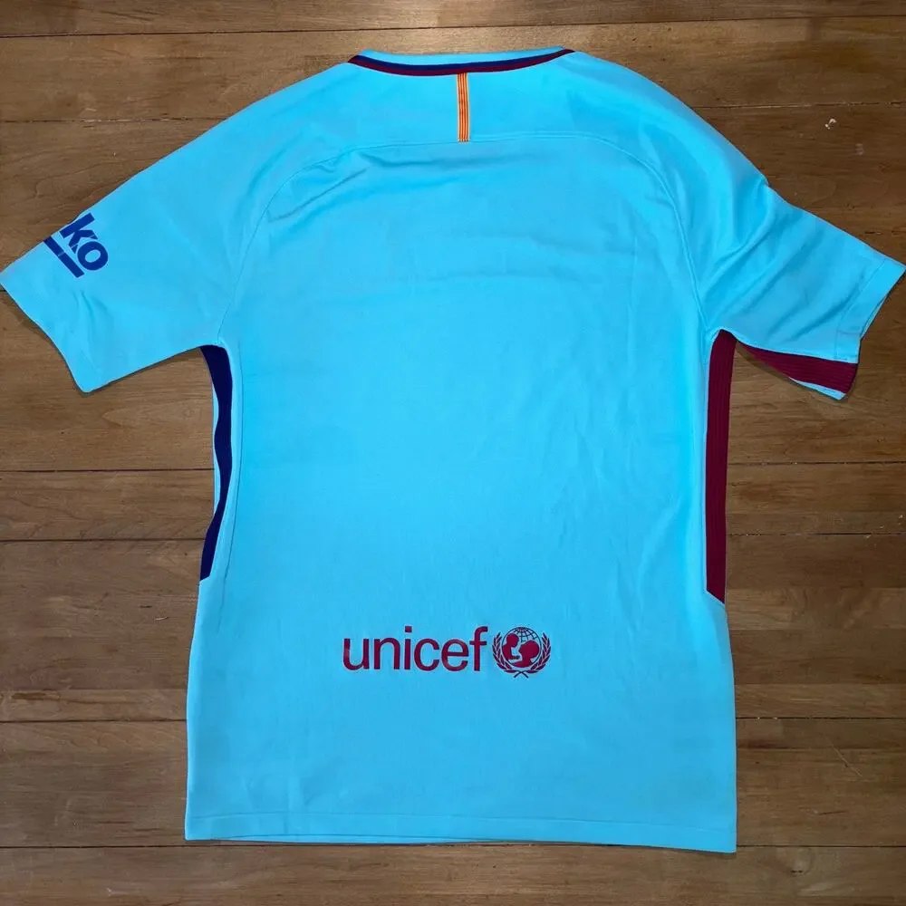 Nike FC Barcelona 2017-18 Away Soccer Jersey Light Blue Rakuten Men’s